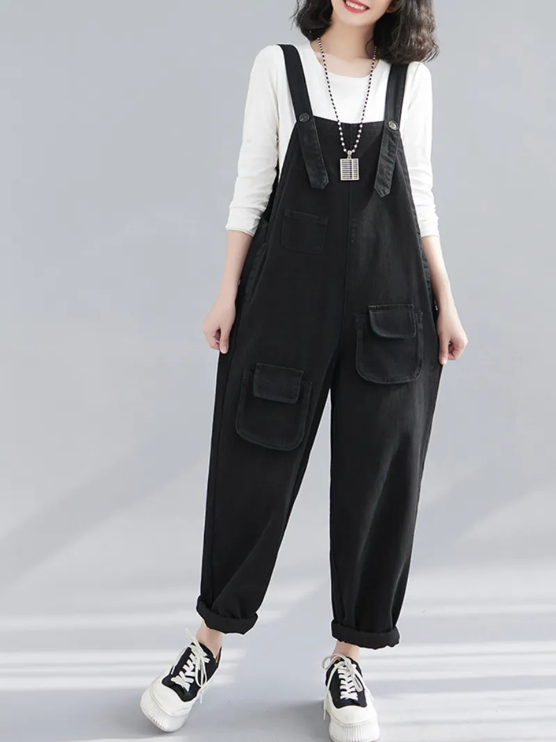 Women's Denim Thin Large Size Loose Harem Dungarees Overalls