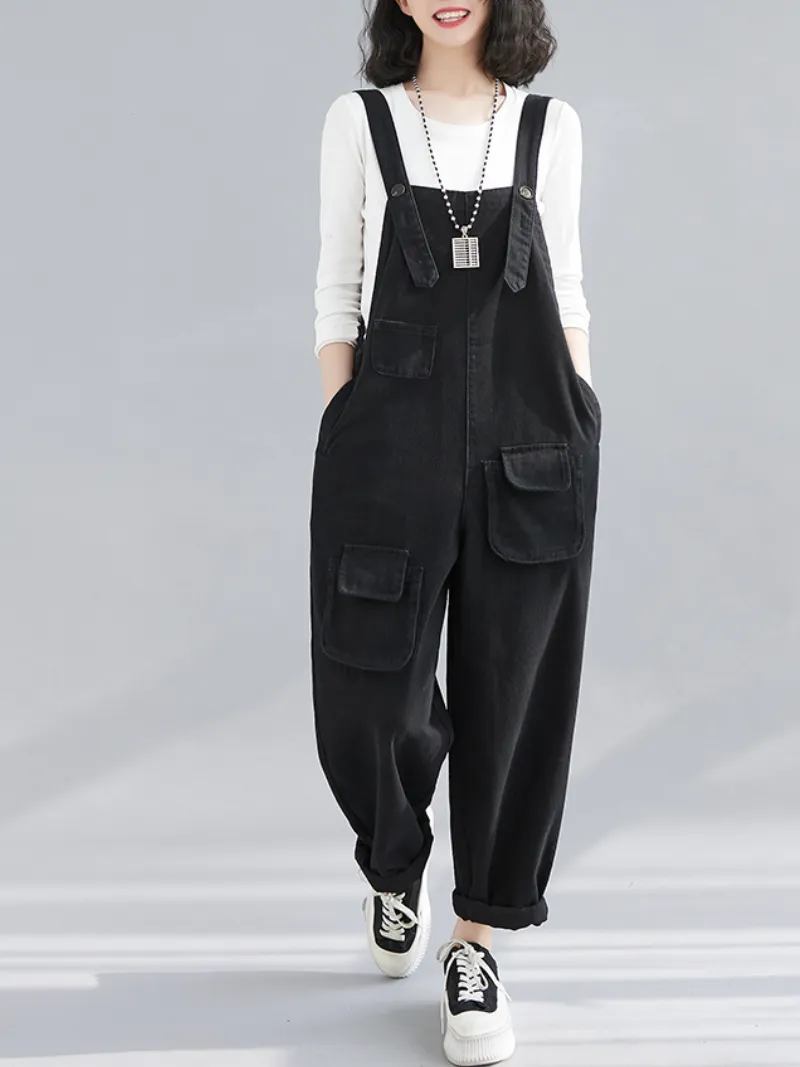 Women's Denim Thin Large Size Loose Harem Dungarees Overalls