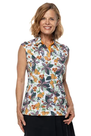 Women's Dew-Sweeper Sleeveless Golf Polo  |  Apricot Crush Floral Paradise