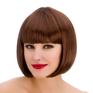 Womens Diva Short Brown Wig With Fringe Halloween Accessory