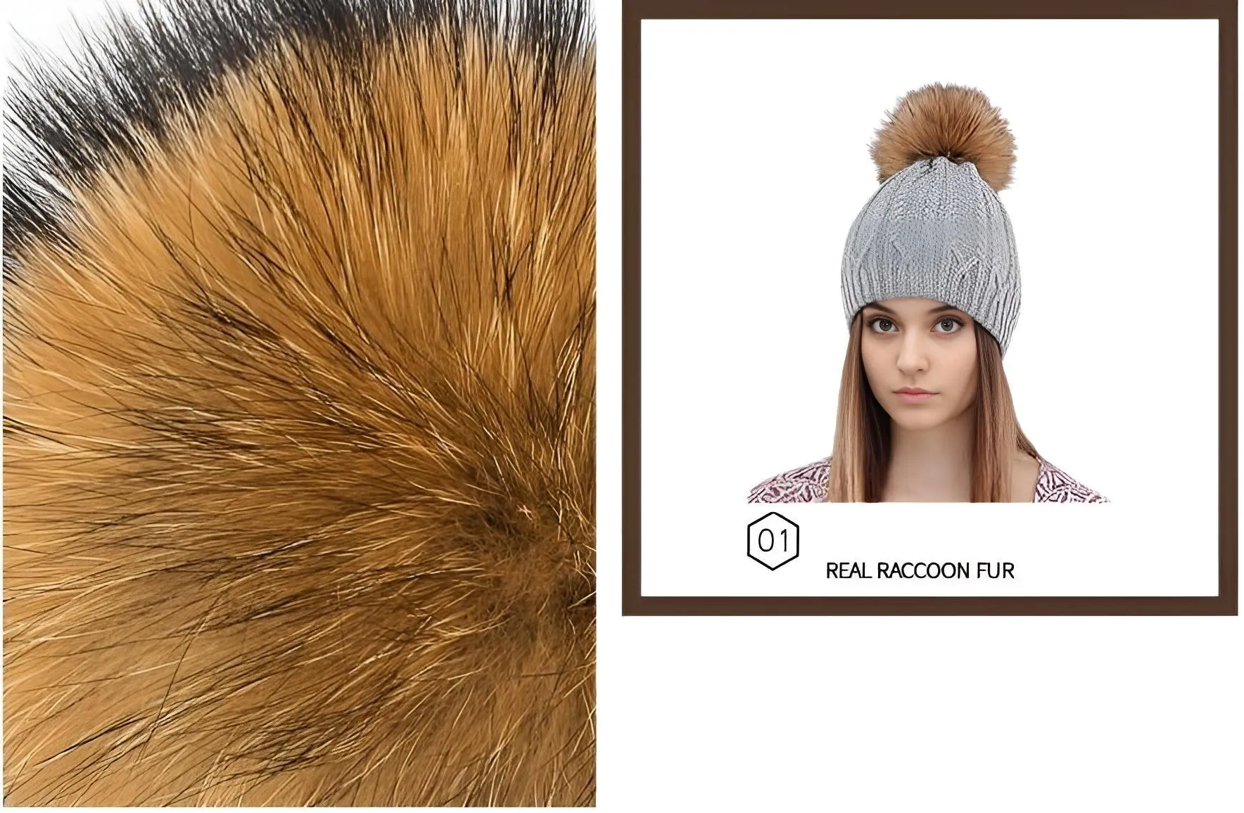 Women's Double Layer Knitted Hat With Real Fur Pompom