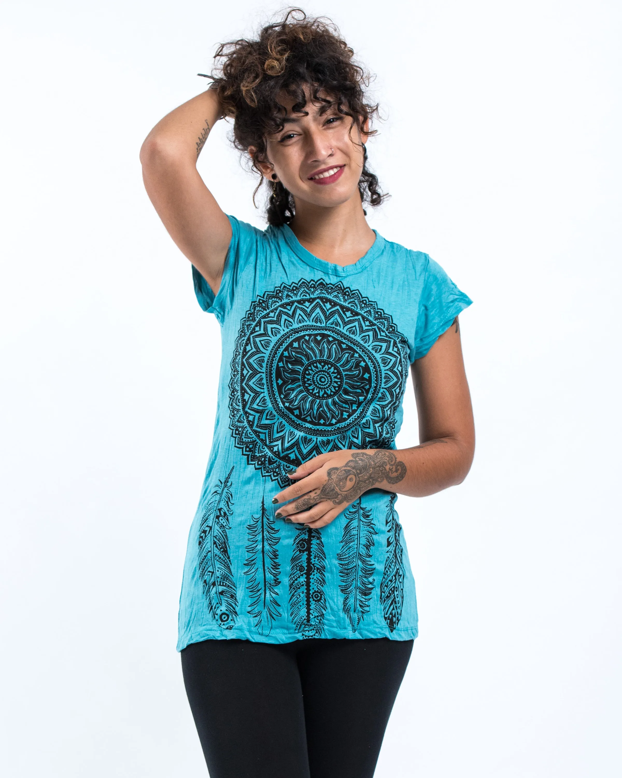 Womens Dreamcatcher T-Shirt in Turquoise