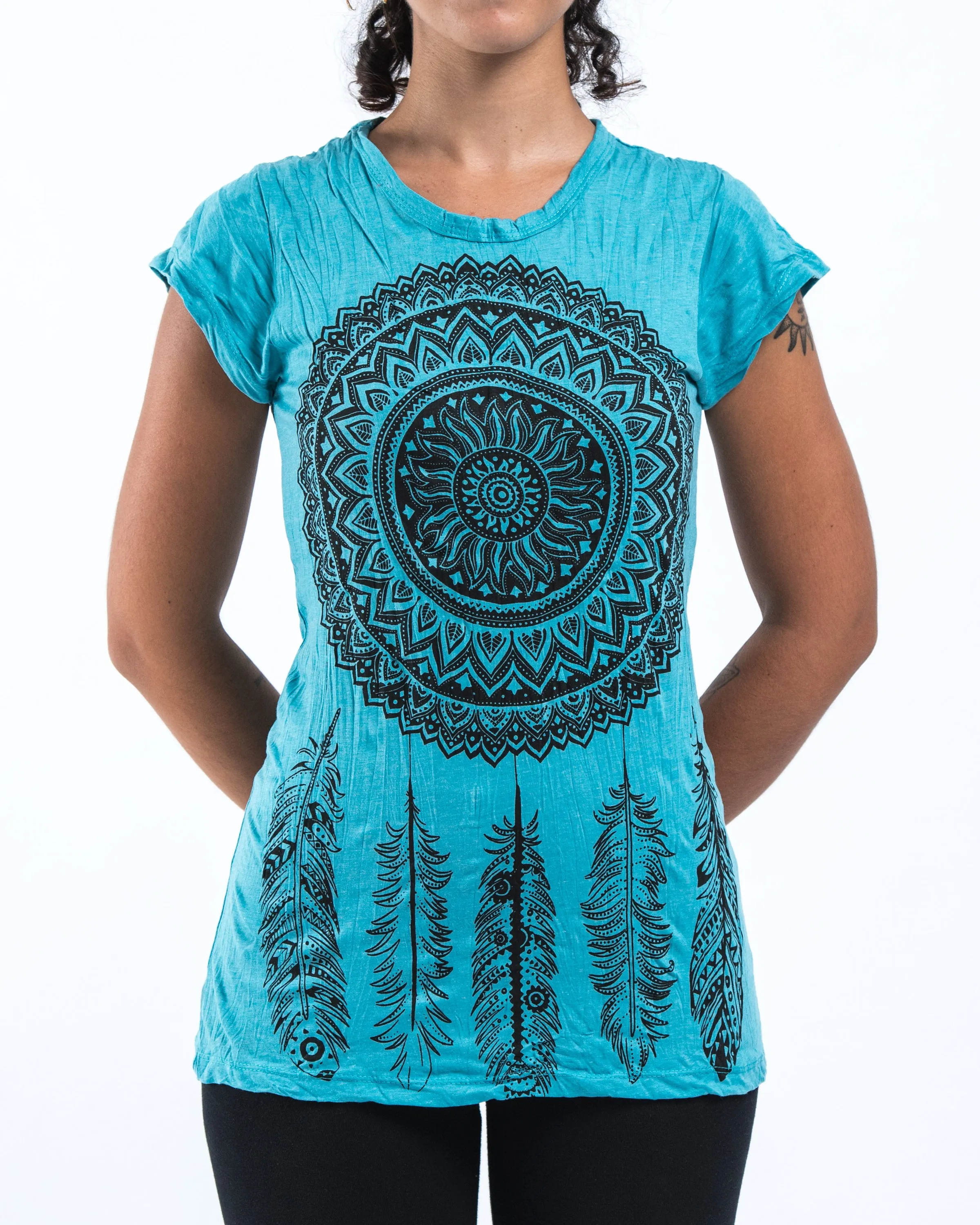 Womens Dreamcatcher T-Shirt in Turquoise