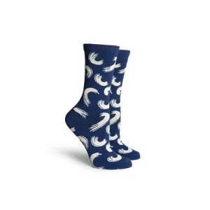 Women's Eddy Crew Navy Yellow Socks Socks