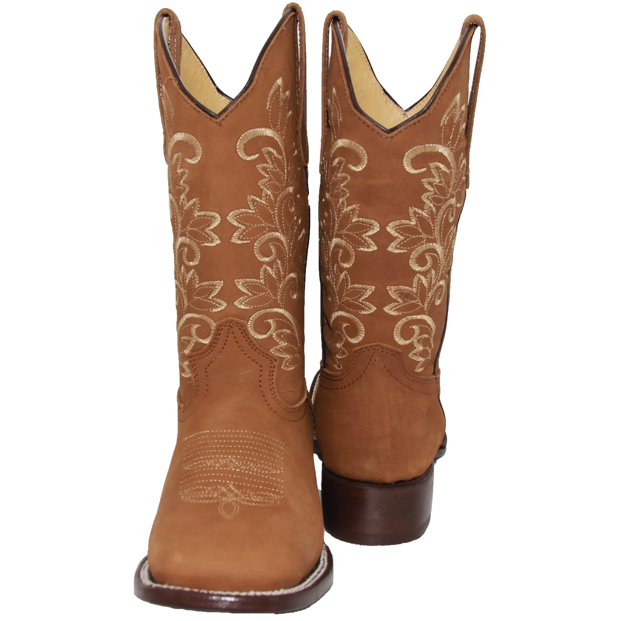 Womens Embroidered Leather Cowgirl Cowboy Square Toe Western Boots