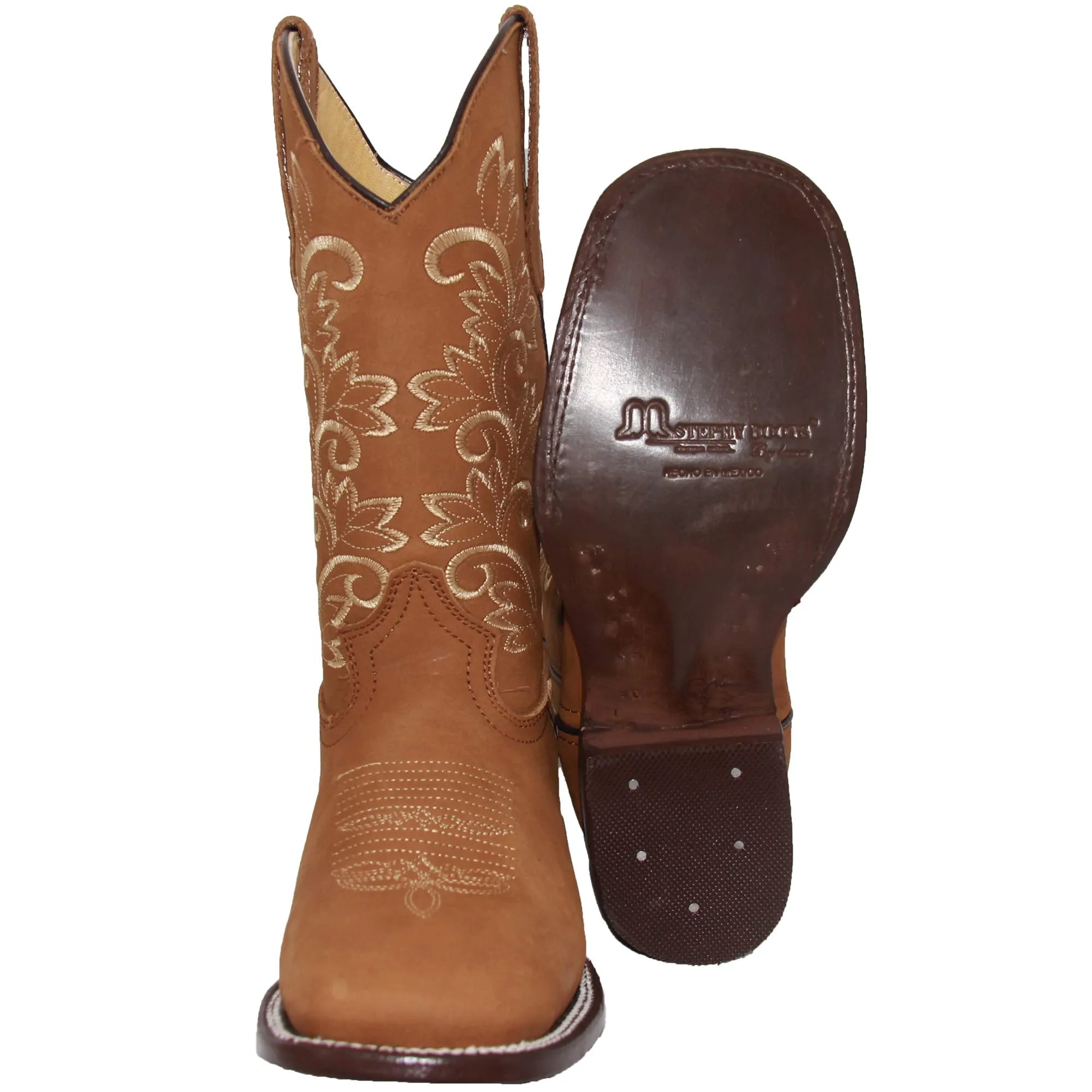 Womens Embroidered Leather Cowgirl Cowboy Square Toe Western Boots