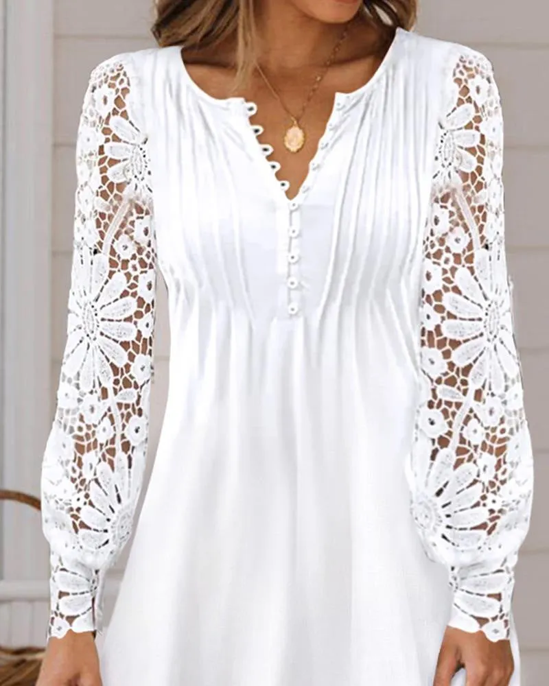 Women's Fashionable Elegant Lace Long Sleeve Dress