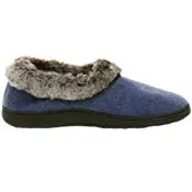 Women's Faux Fur Chinchilla Collar Slipper with Indoor/Outdoor Sole