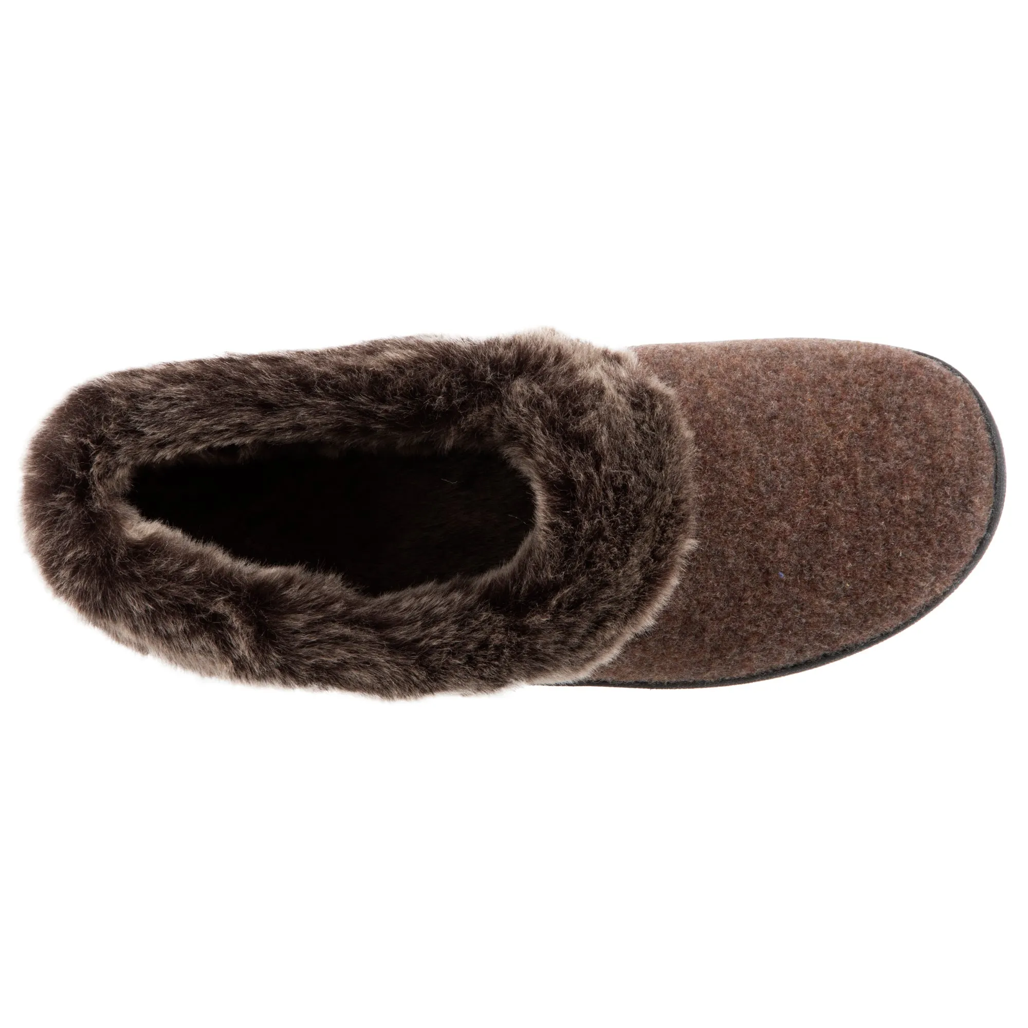 Women's Faux Fur Chinchilla Collar Slipper with Indoor/Outdoor Sole