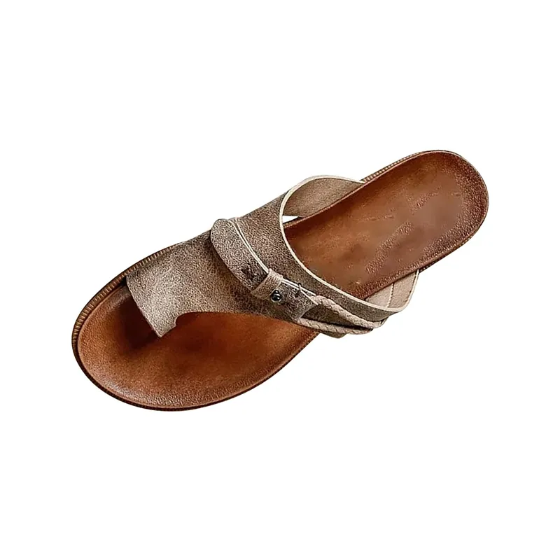 Women's Flat Comfy Non-Slip PU Leather Footbed Sandals