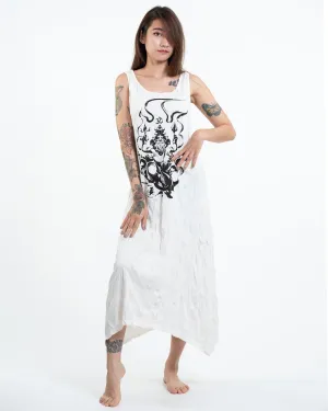 Womens Ganesh Chakra Long Tank Dress in White