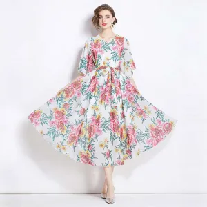 Women's Gentle Flower Print Elegant Dress