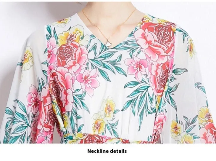 Women's Gentle Flower Print Elegant Dress