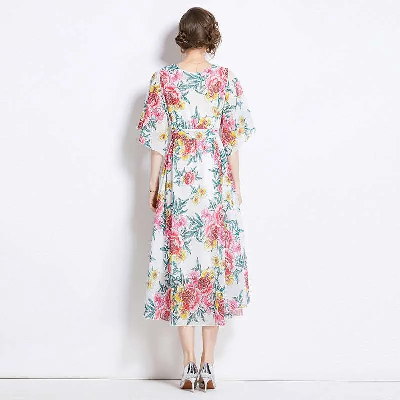 Women's Gentle Flower Print Elegant Dress