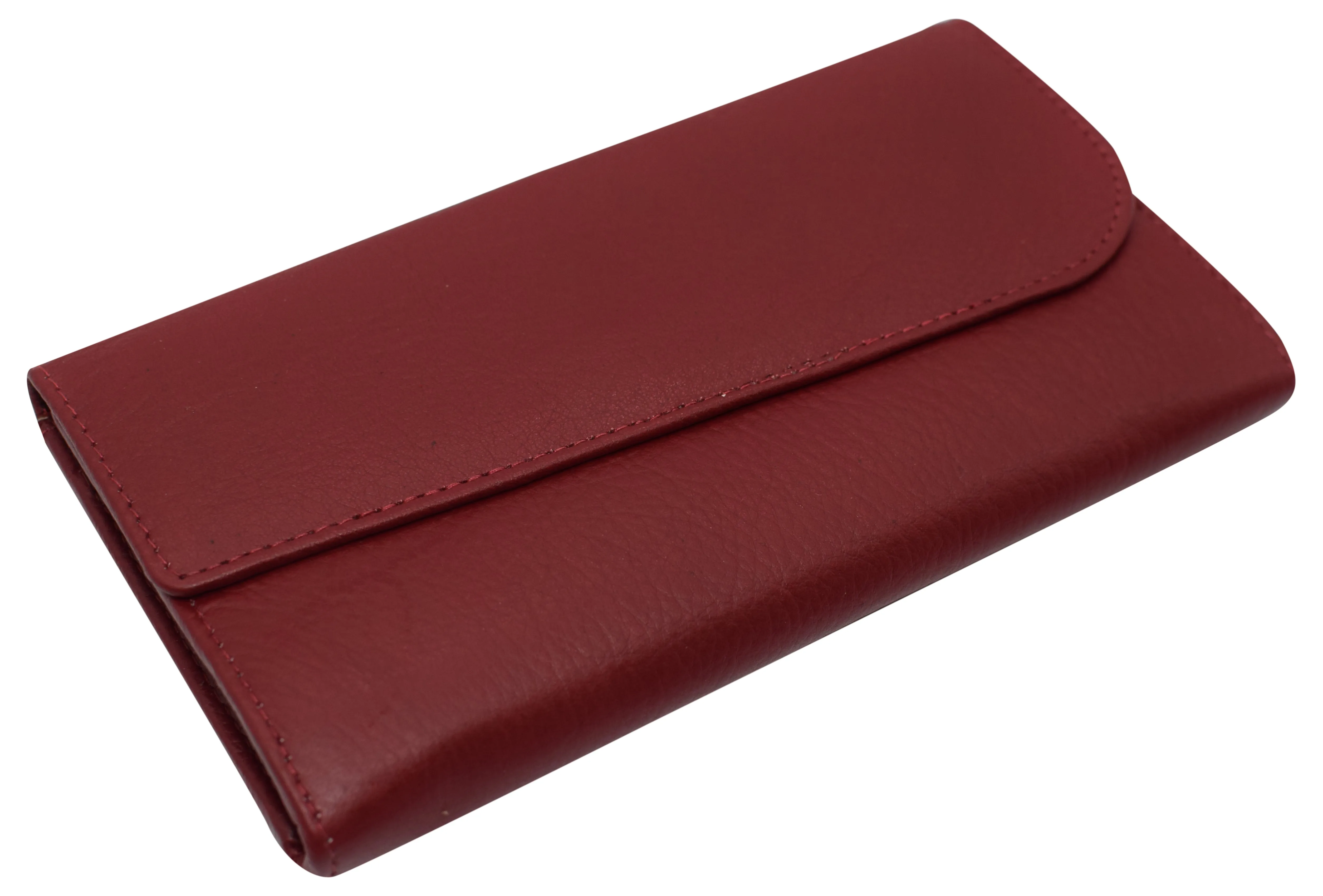 Women's Genuine Leather RFID Trifold Checkbook Slim Wallet for Ladies