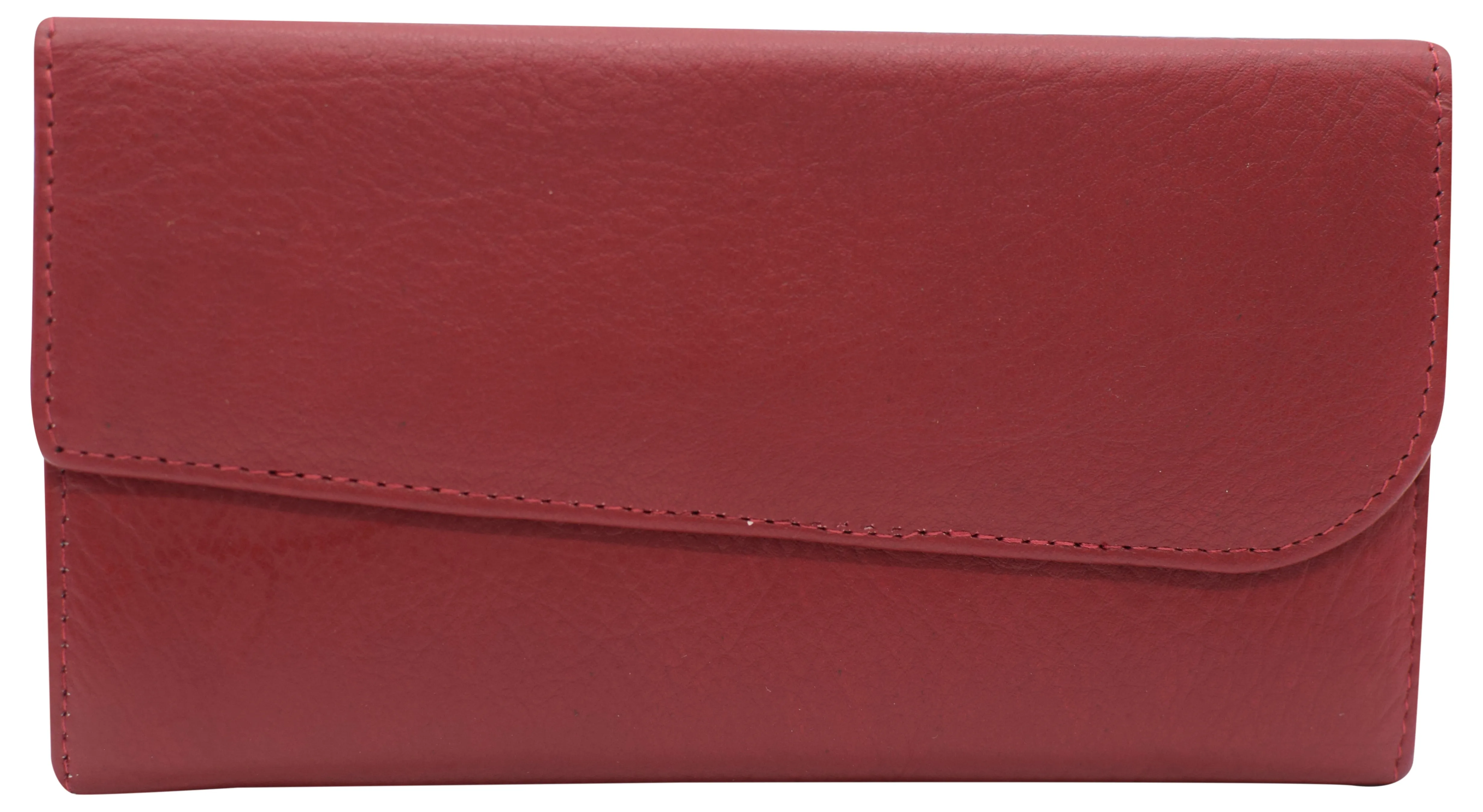 Women's Genuine Leather RFID Trifold Checkbook Slim Wallet for Ladies