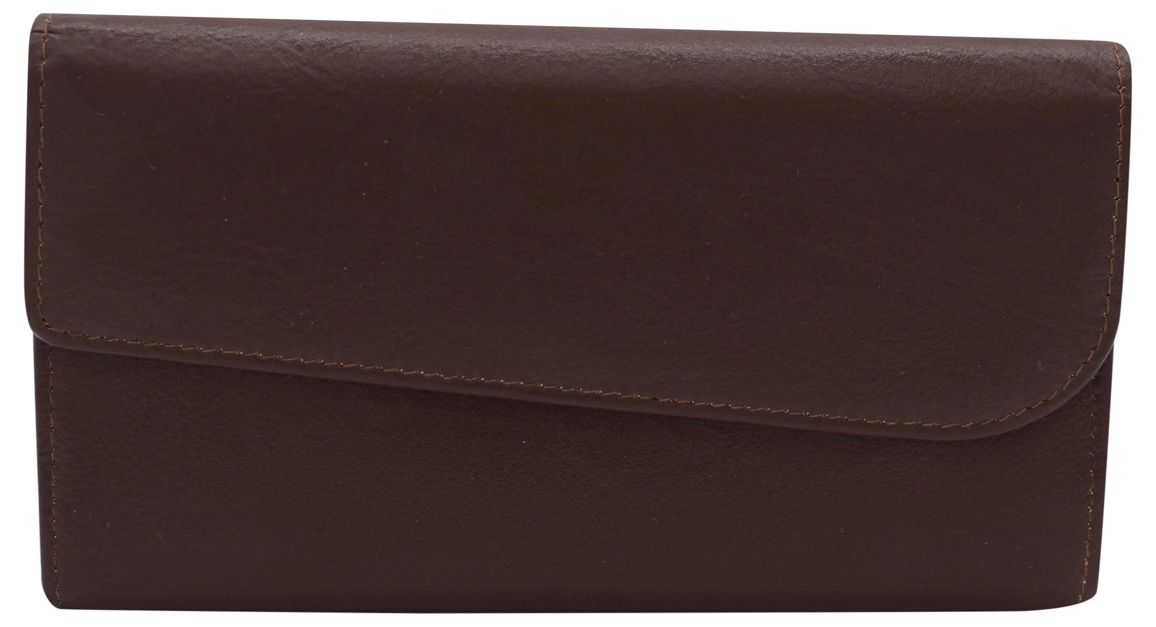 Women's Genuine Leather RFID Trifold Checkbook Slim Wallet for Ladies