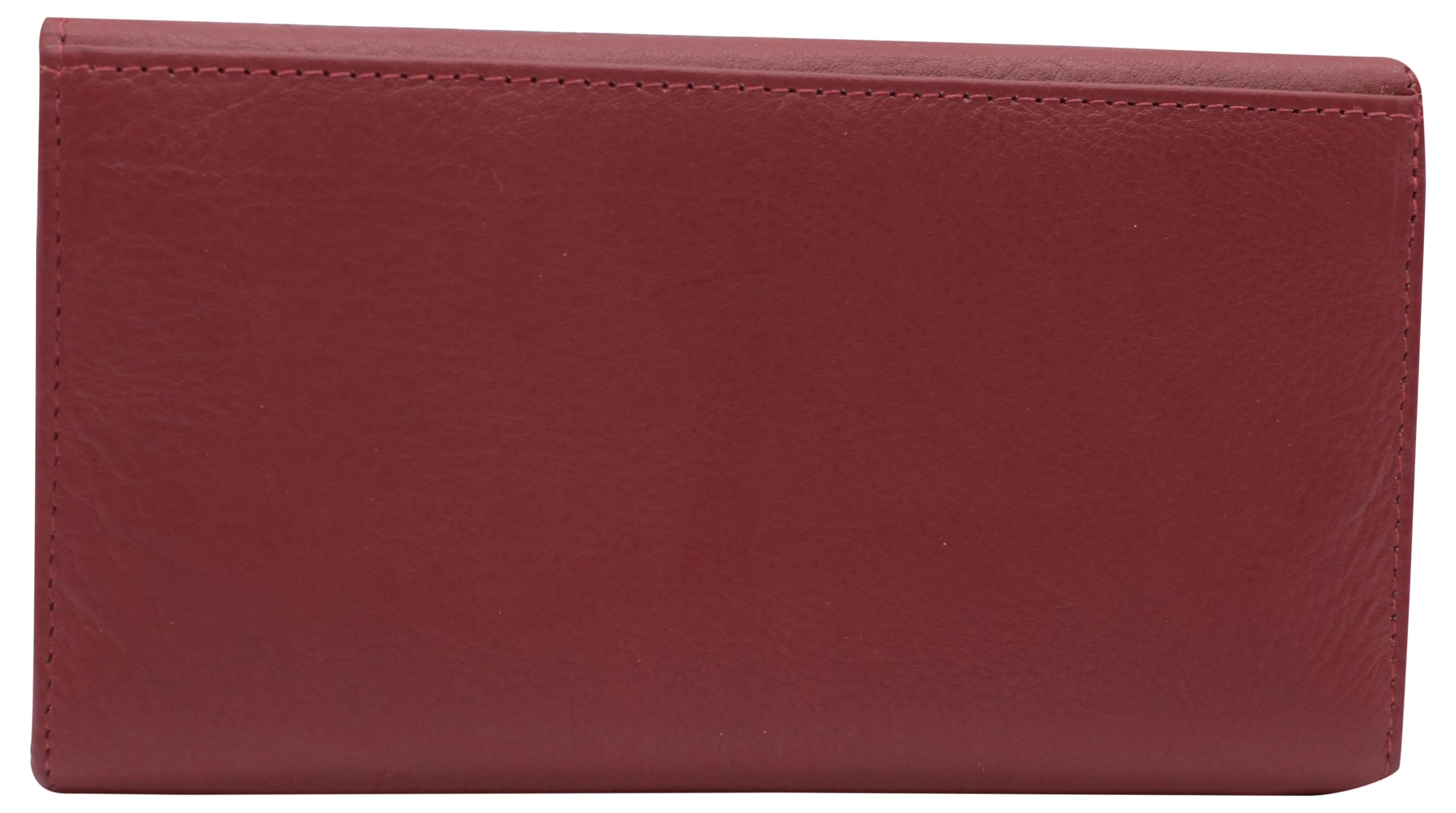 Women's Genuine Leather RFID Trifold Checkbook Slim Wallet for Ladies