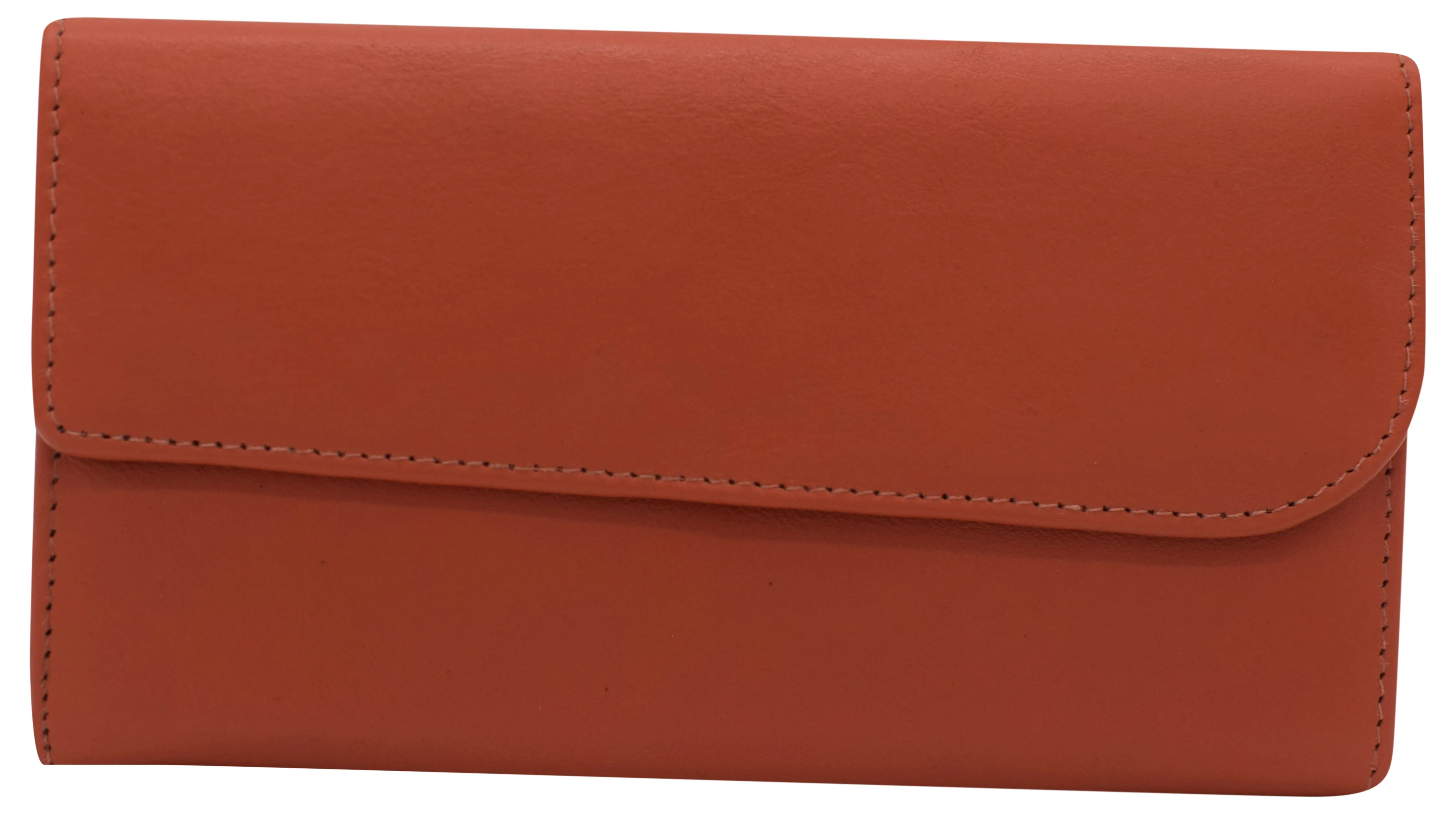 Women's Genuine Leather RFID Trifold Checkbook Slim Wallet for Ladies