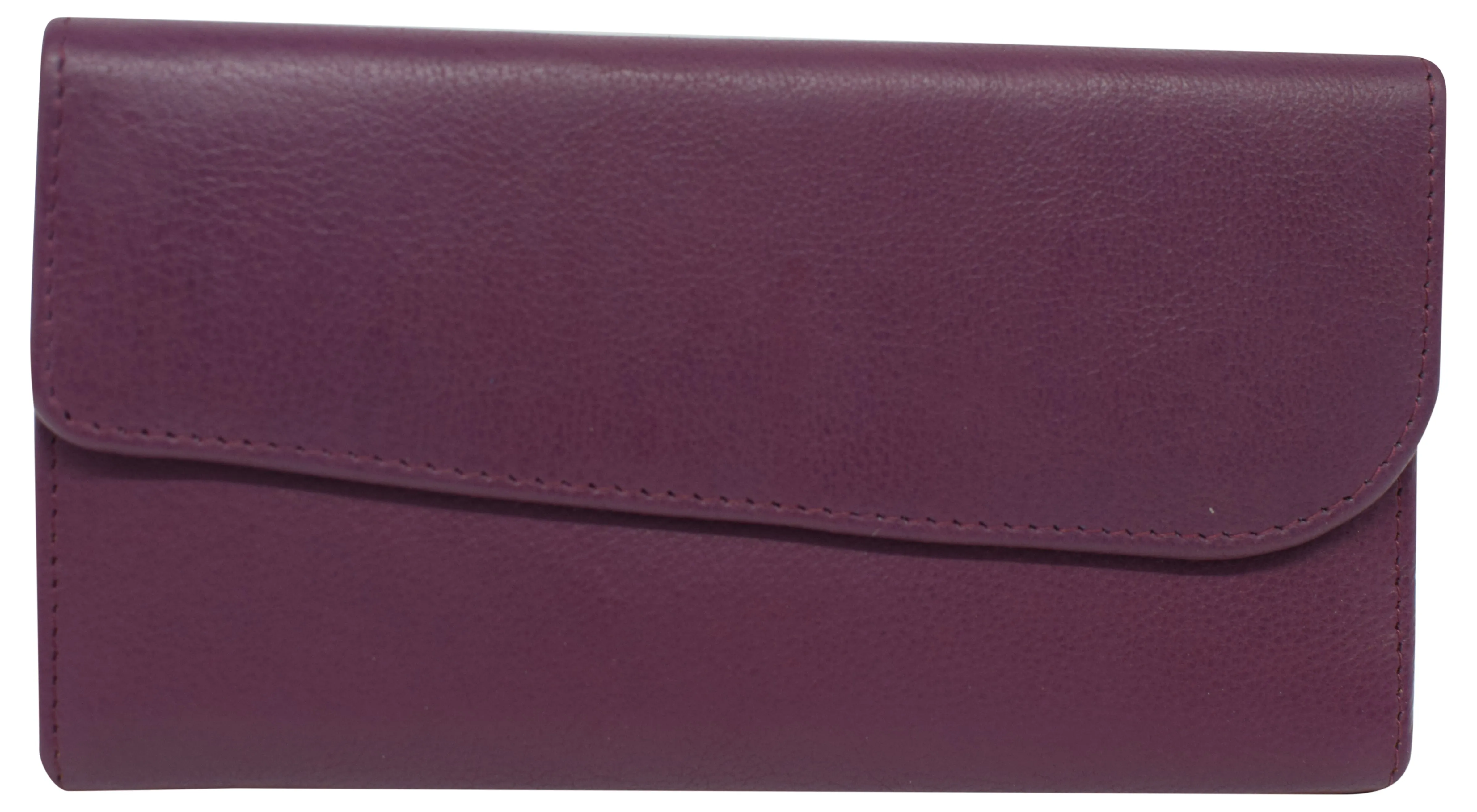 Women's Genuine Leather RFID Trifold Checkbook Slim Wallet for Ladies