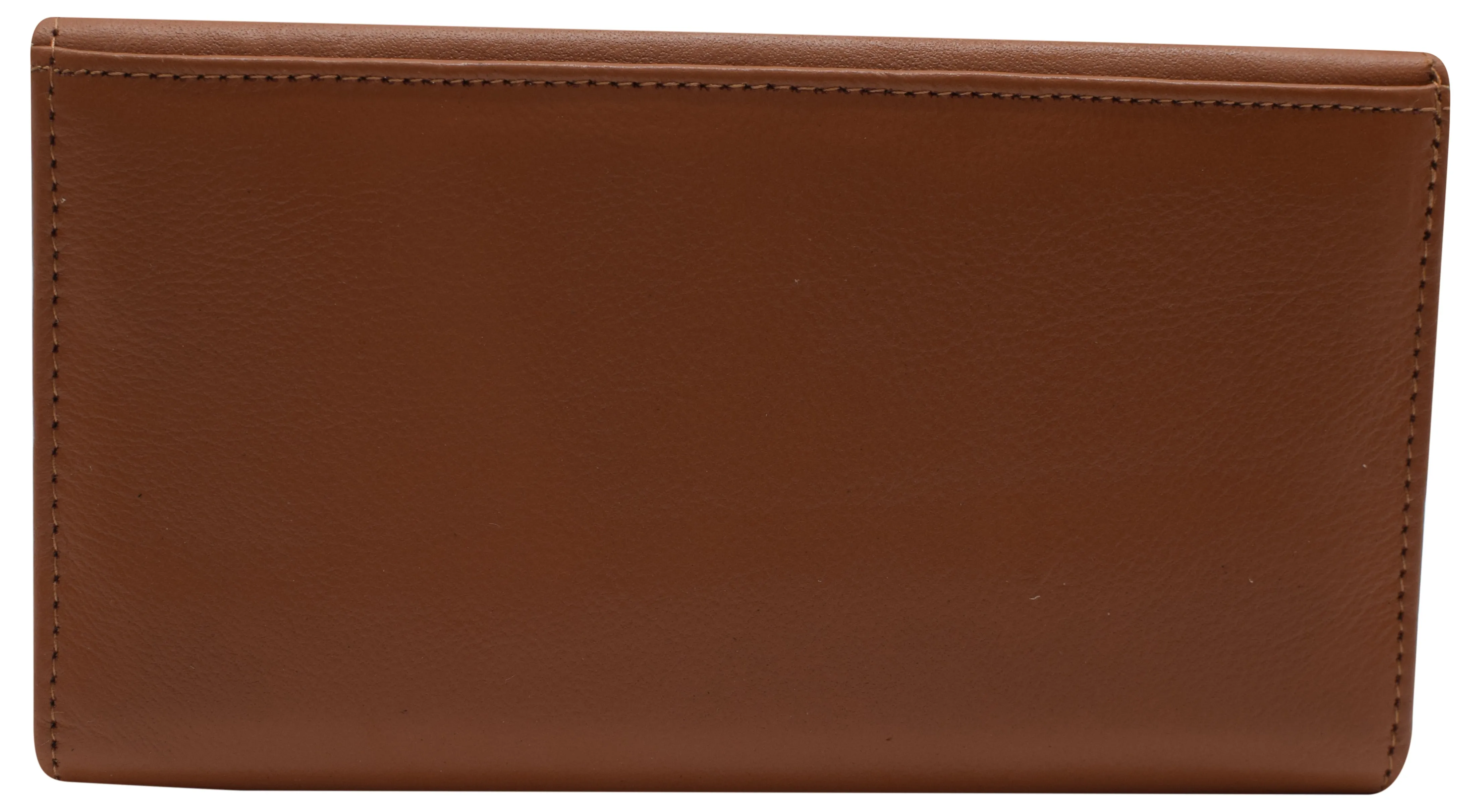 Women's Genuine Leather RFID Trifold Checkbook Slim Wallet for Ladies