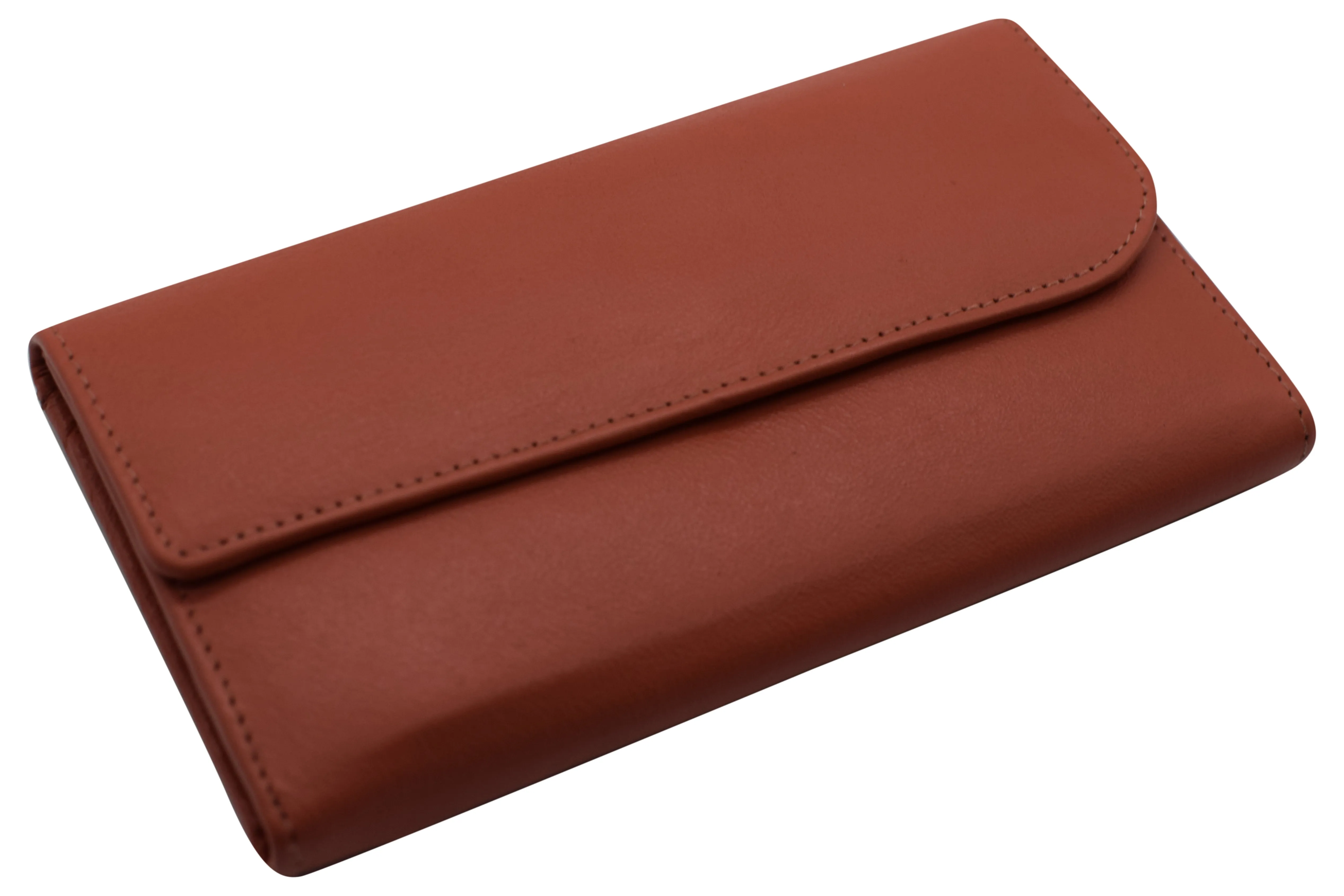 Women's Genuine Leather RFID Trifold Checkbook Slim Wallet for Ladies