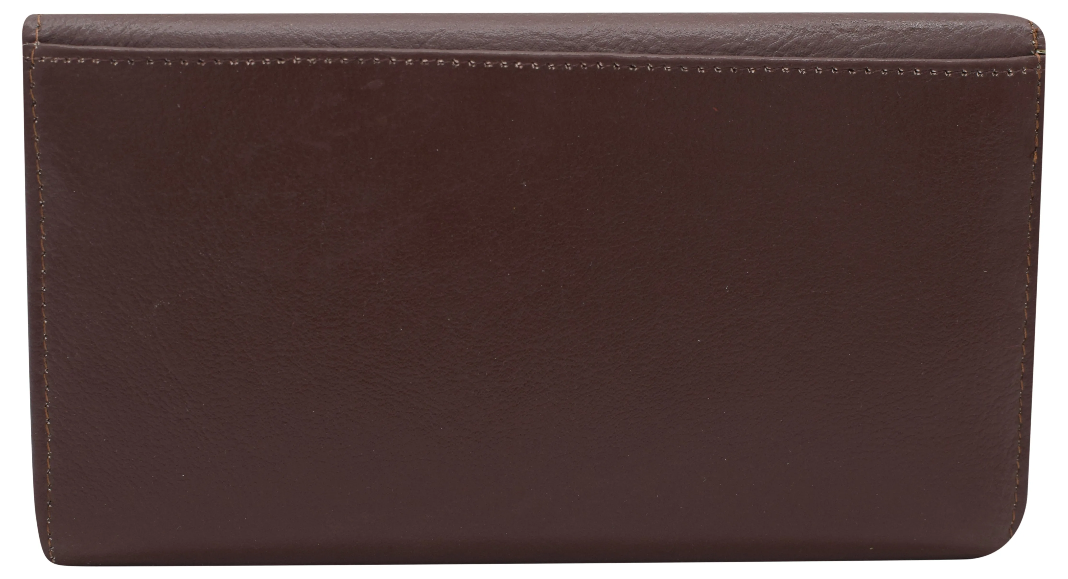 Women's Genuine Leather RFID Trifold Checkbook Slim Wallet for Ladies