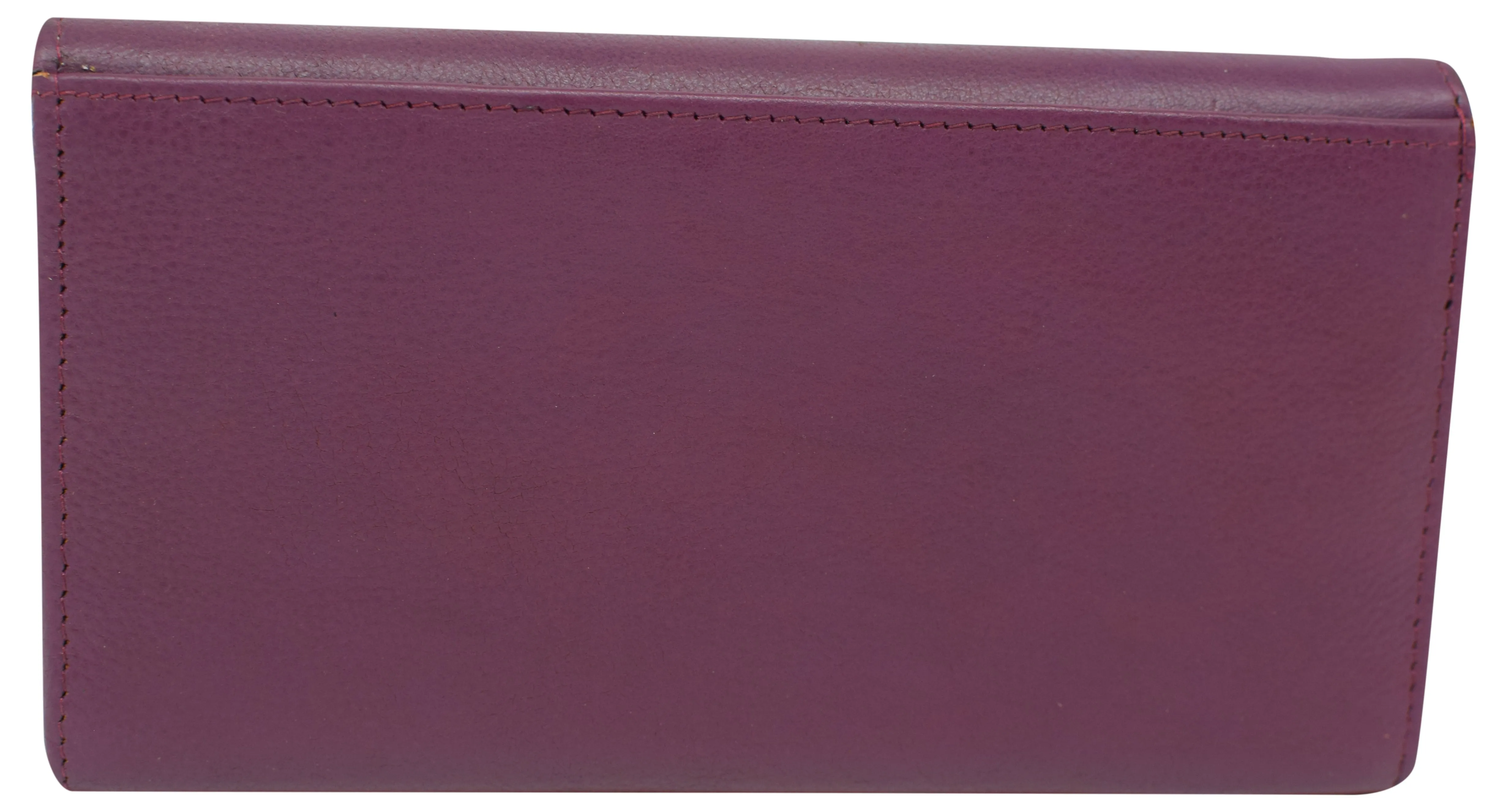 Women's Genuine Leather RFID Trifold Checkbook Slim Wallet for Ladies