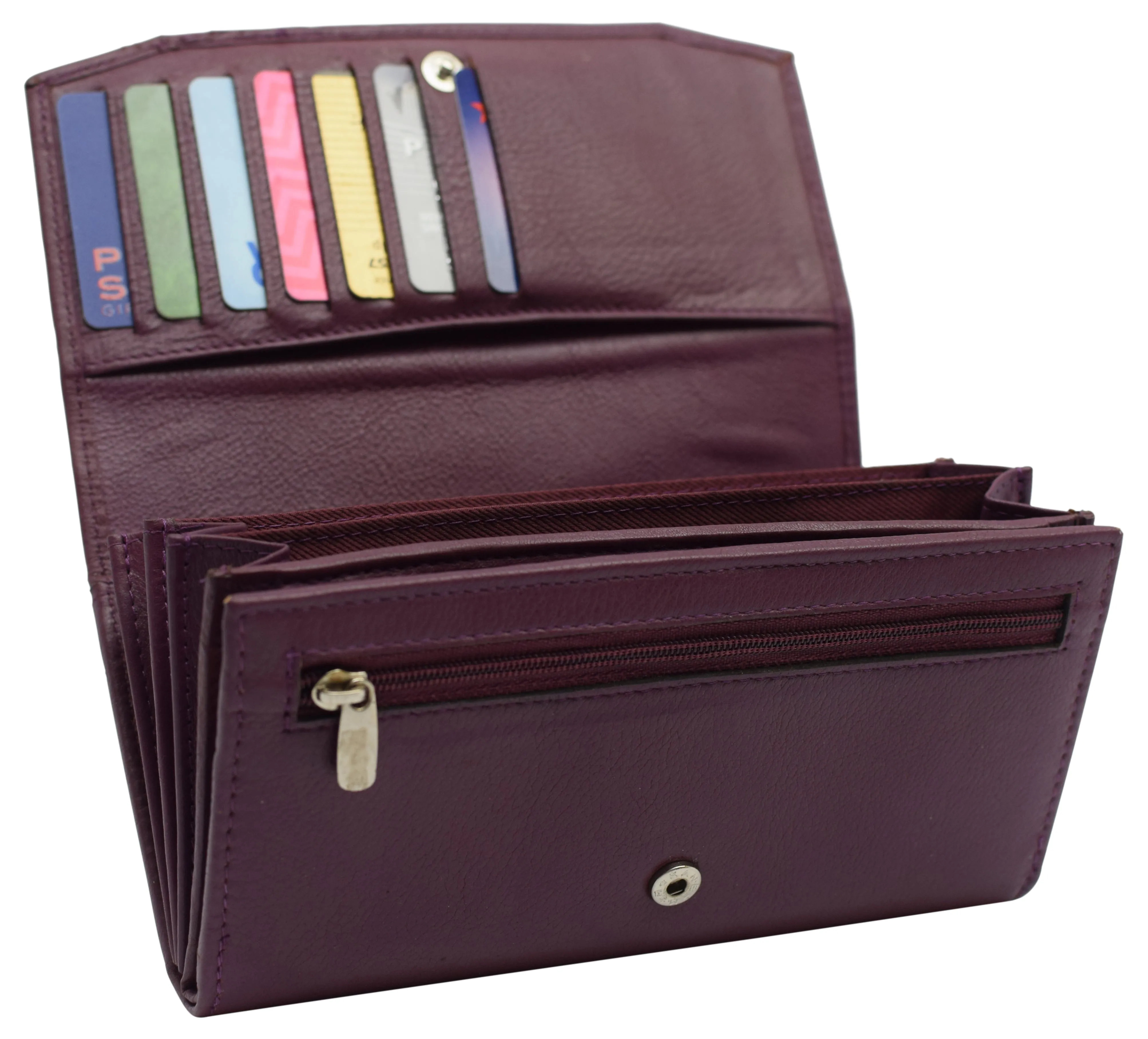 Womens Genuine Leather Wallets RFID Blocking Accordion Trifold Card Holder Ladies Phone Clutch