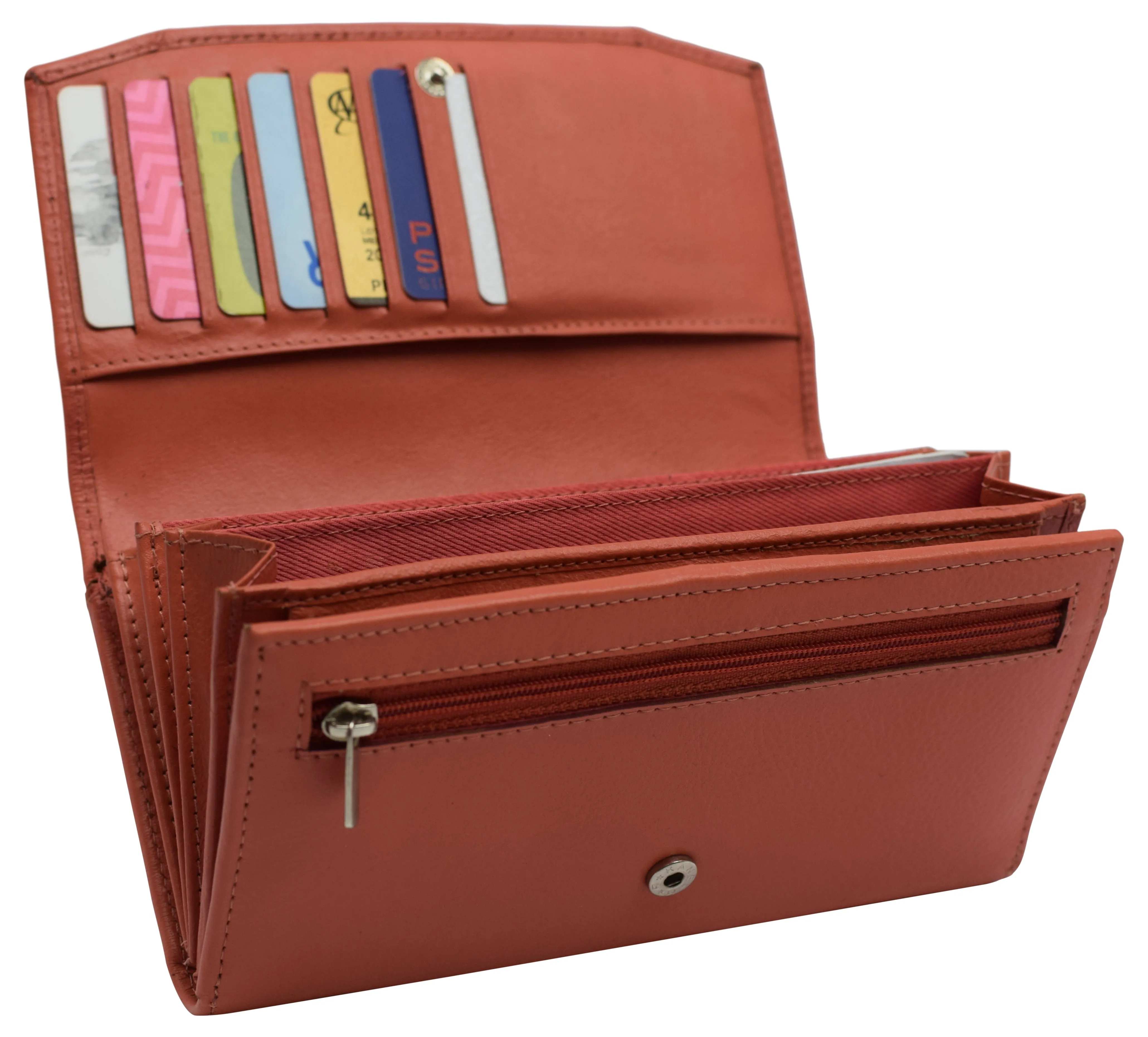 Womens Genuine Leather Wallets RFID Blocking Accordion Trifold Card Holder Ladies Phone Clutch