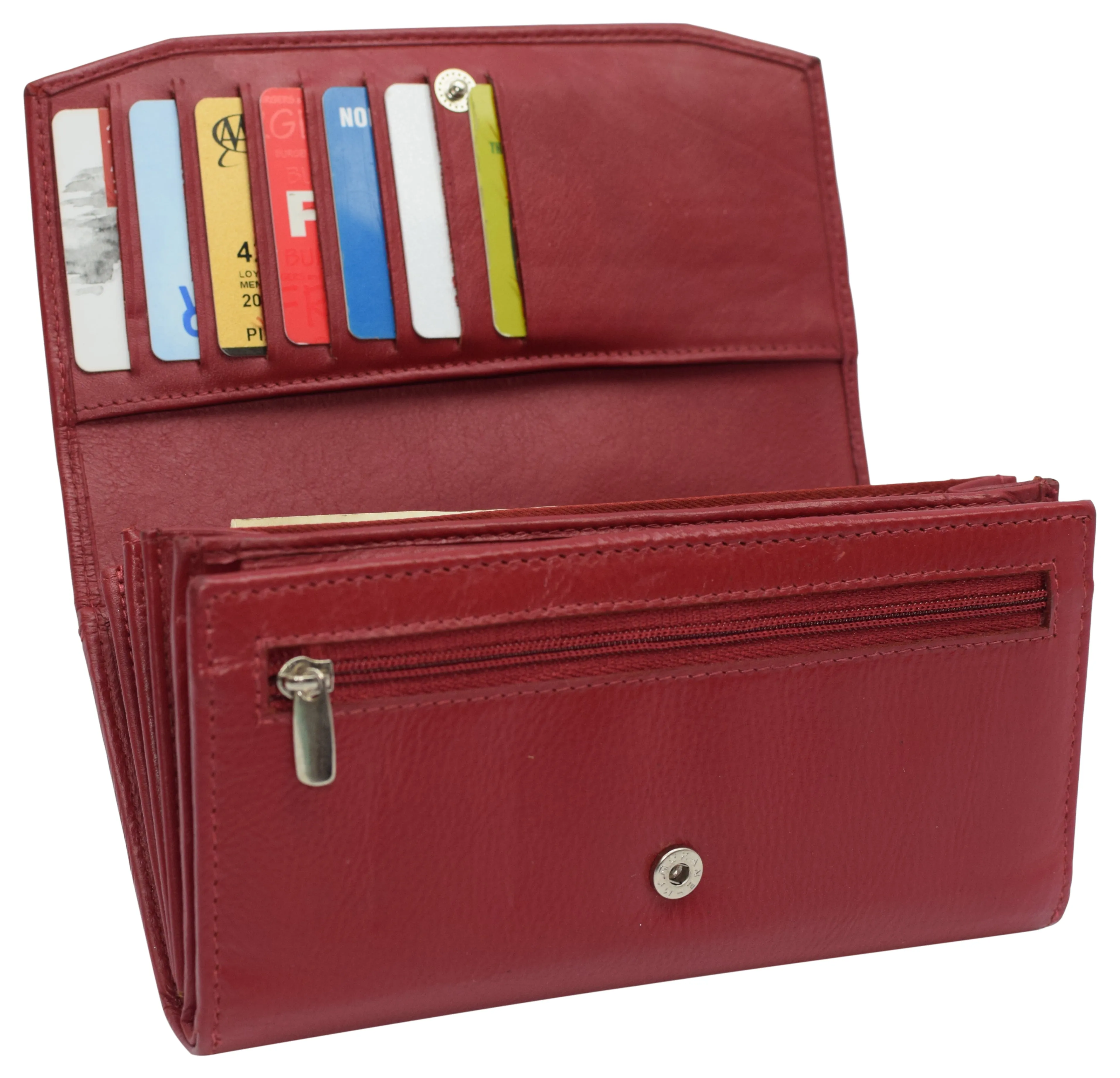 Womens Genuine Leather Wallets RFID Blocking Accordion Trifold Card Holder Ladies Phone Clutch