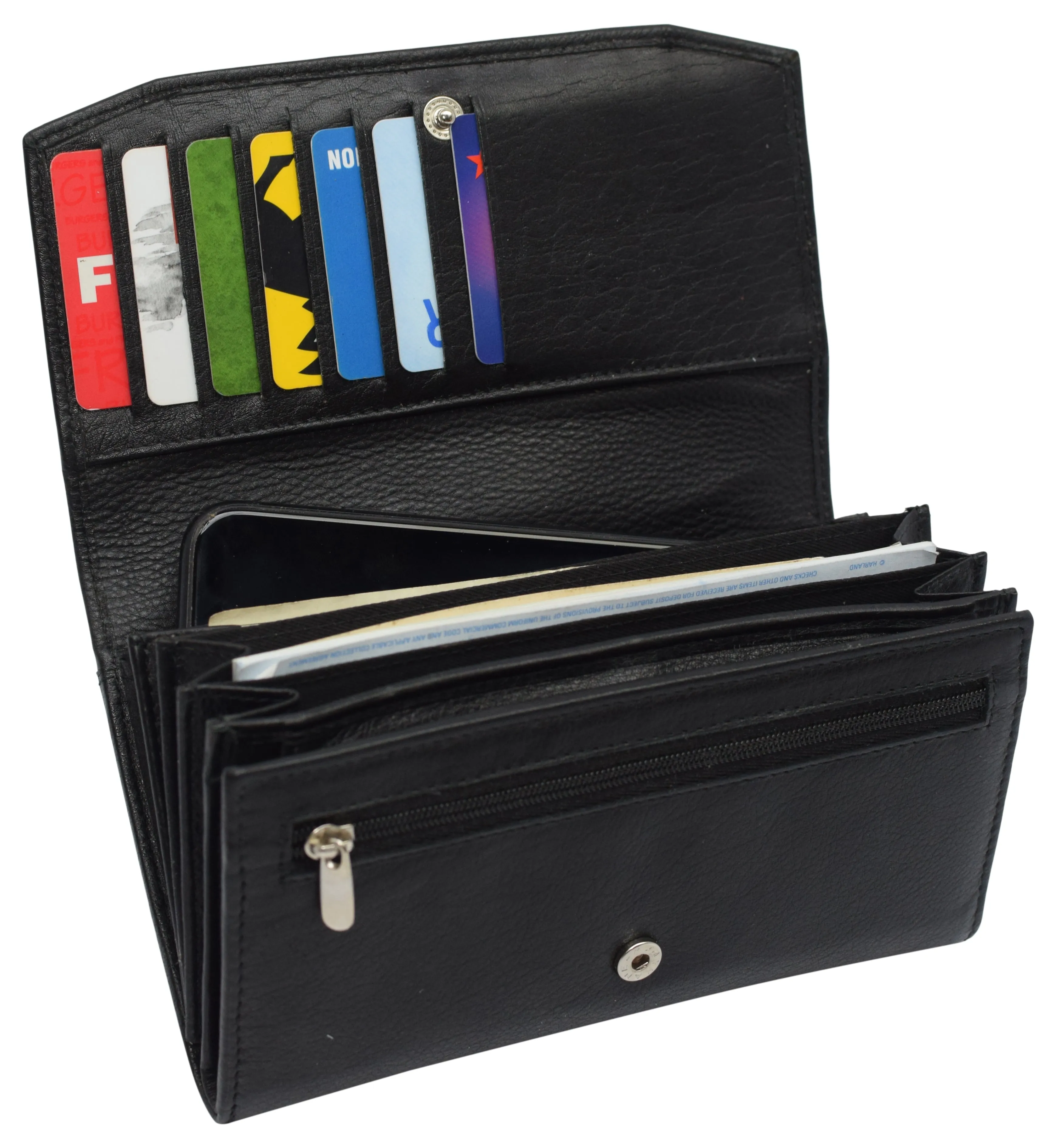 Womens Genuine Leather Wallets RFID Blocking Accordion Trifold Card Holder Ladies Phone Clutch