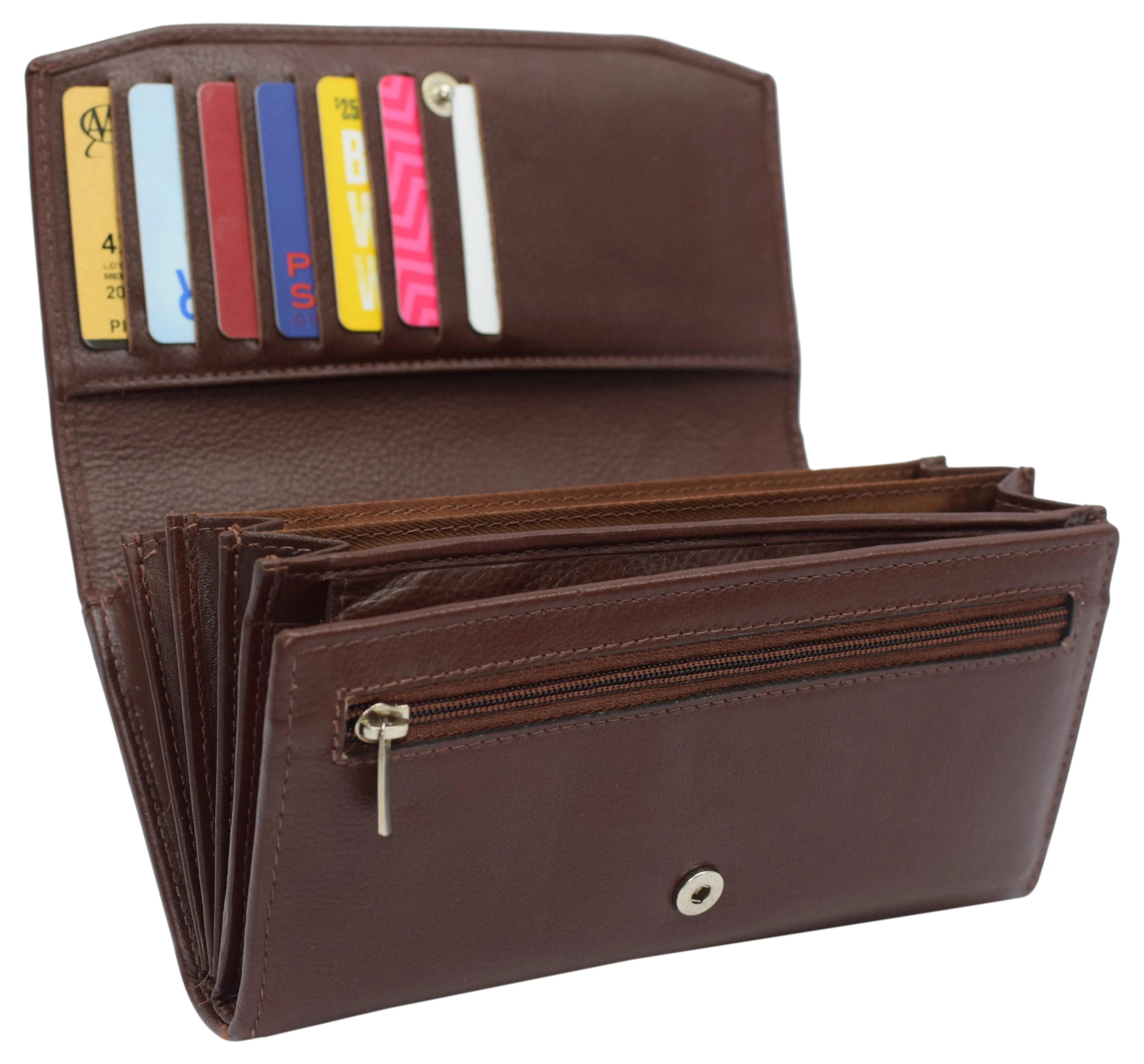 Womens Genuine Leather Wallets RFID Blocking Accordion Trifold Card Holder Ladies Phone Clutch