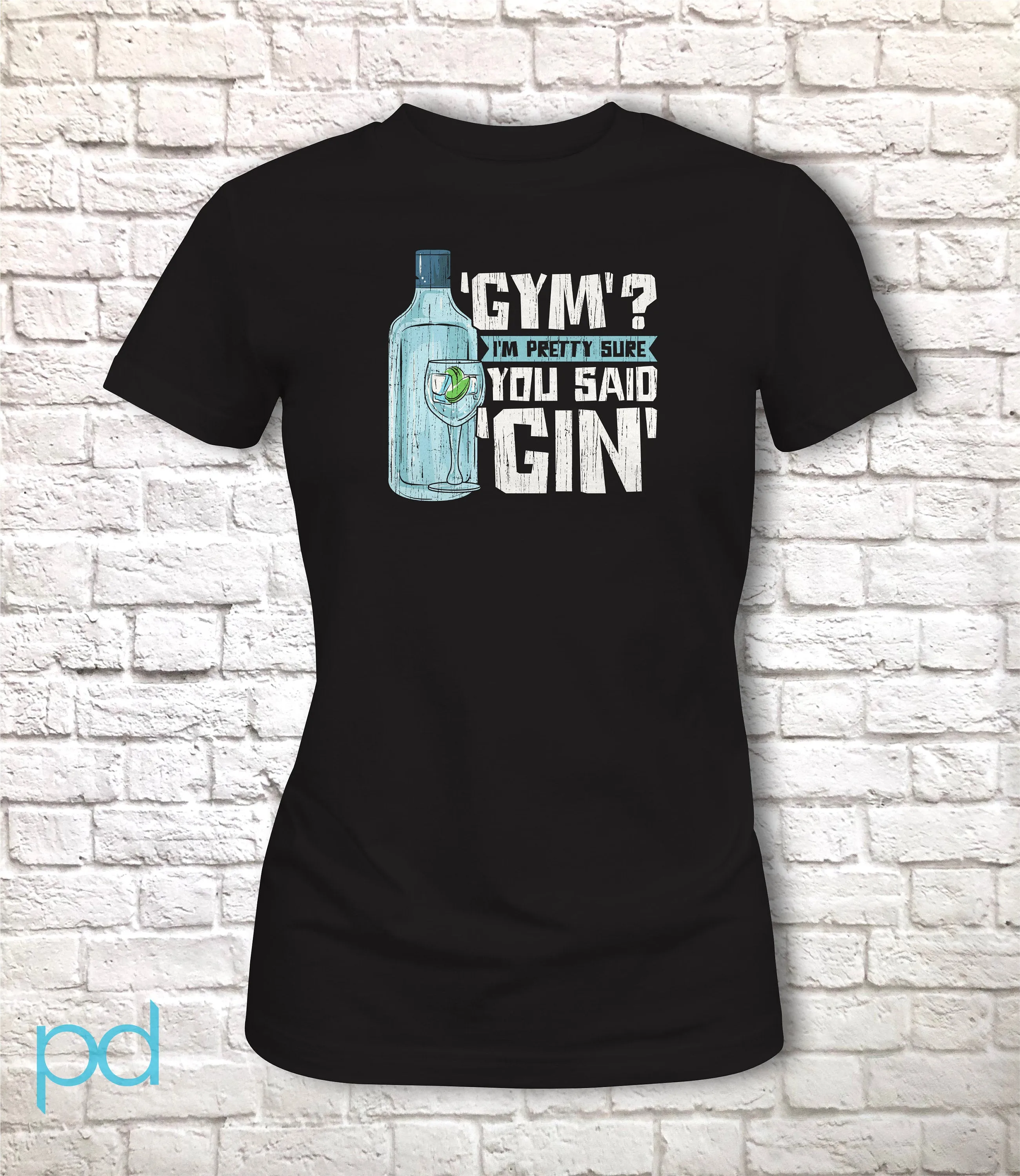 Women's Gin T-Shirt, Gin and Tonic Fitted T-Shirt Design Gift Idea Gym Tee Shirt T Top