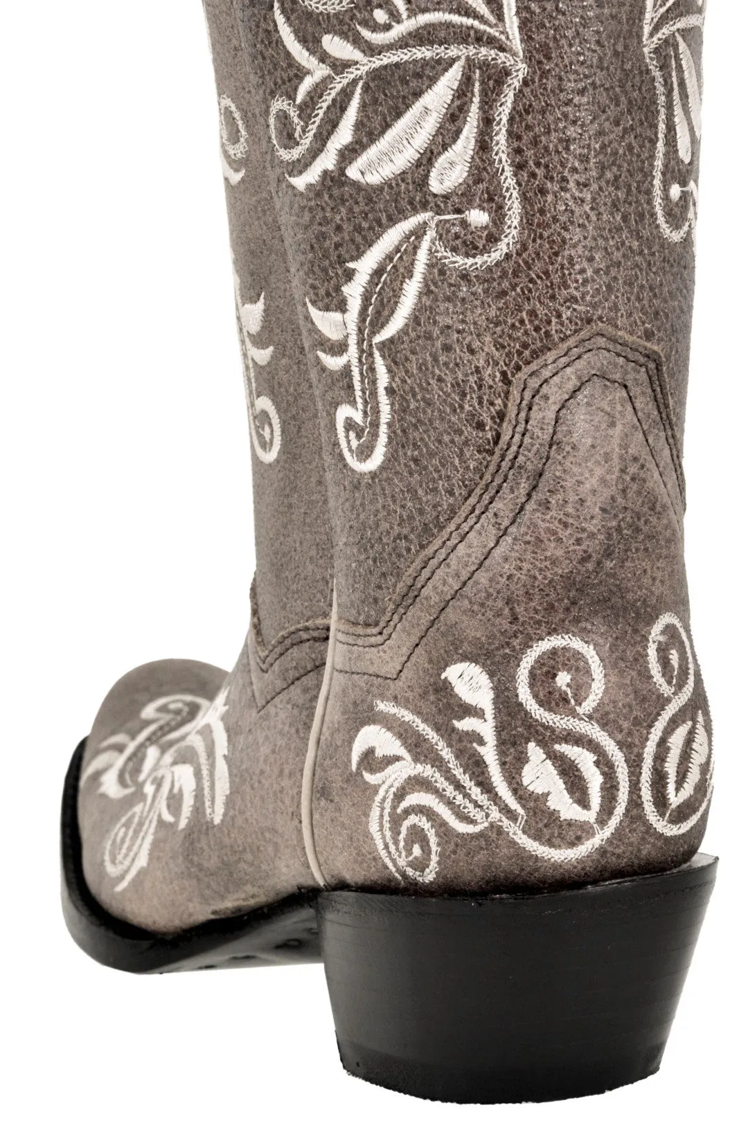 Womens Granada Light Brown Cowboy Boots Swan Embroidered - Square Toe