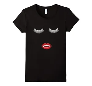 Womens Halloween Female Vampire T Shirt Fangs Women's Sexy