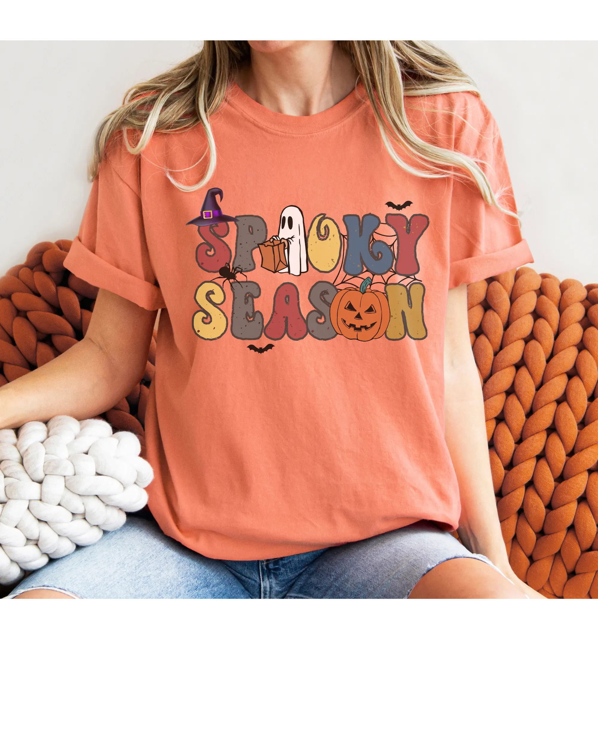 Women's Halloween Spooky Season Comfort Colors® Halloween T-Shirt, Women's Stay Spooky T-Shirt