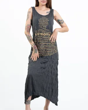 Womens Harmony Long Tank Dress in Gold on Black