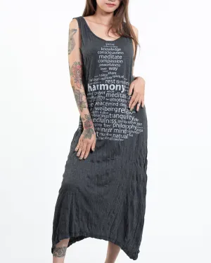 Womens Harmony Long Tank Dress in Silver on Black