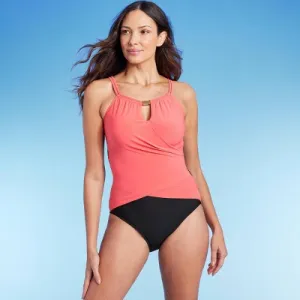 Women's High Neck Keyhole Wrap One Piece Swimsuit