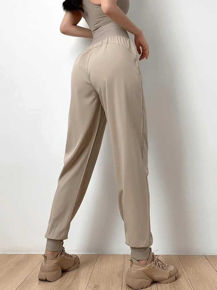 Women's High Waist Elastic Gym Joggers with Two Side Pockets - SF1297