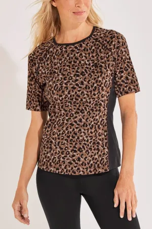 Women's Hightide Short Sleeve Swim Shirt  |  Brown Cheetah