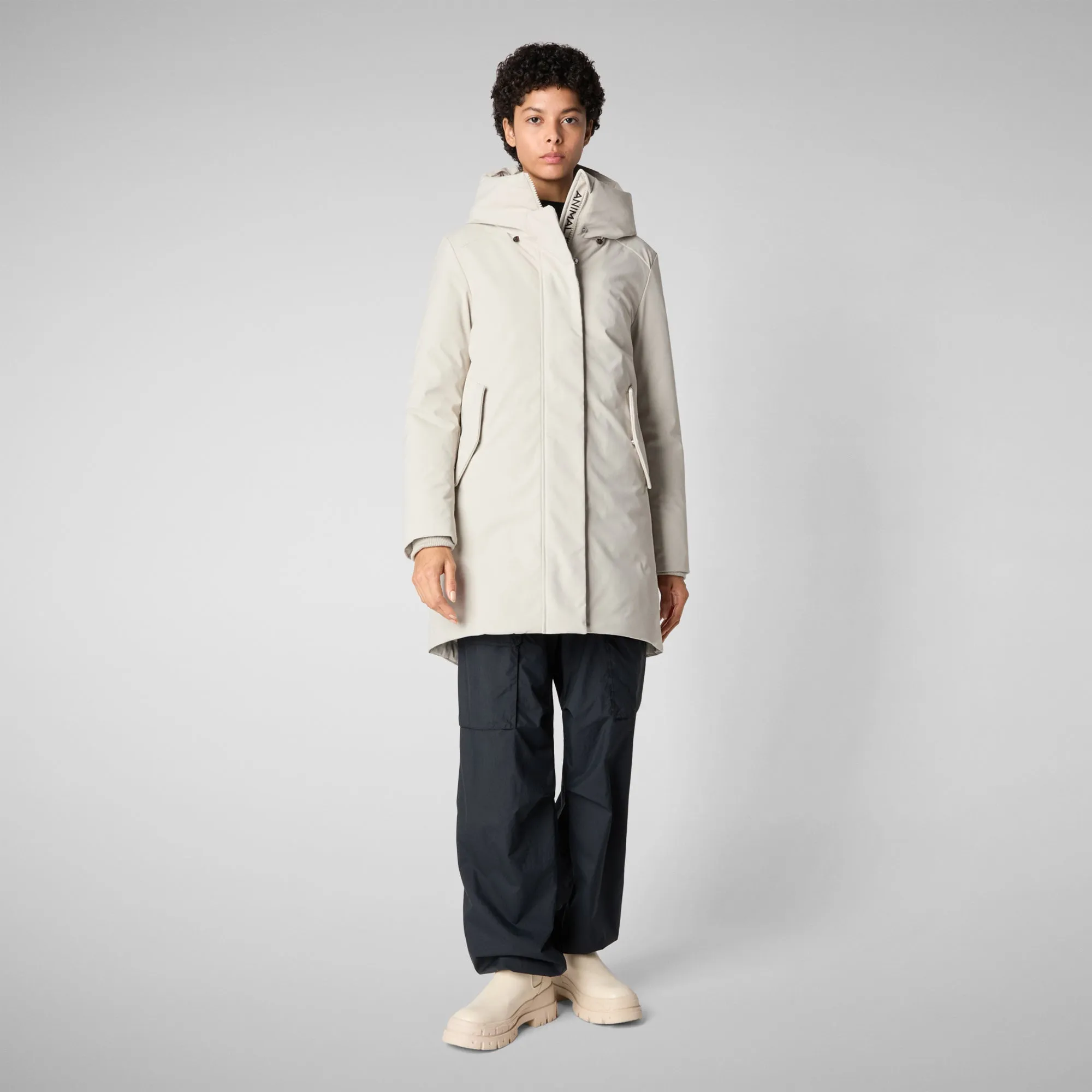 Women's hooded parka nellie in rainy beige