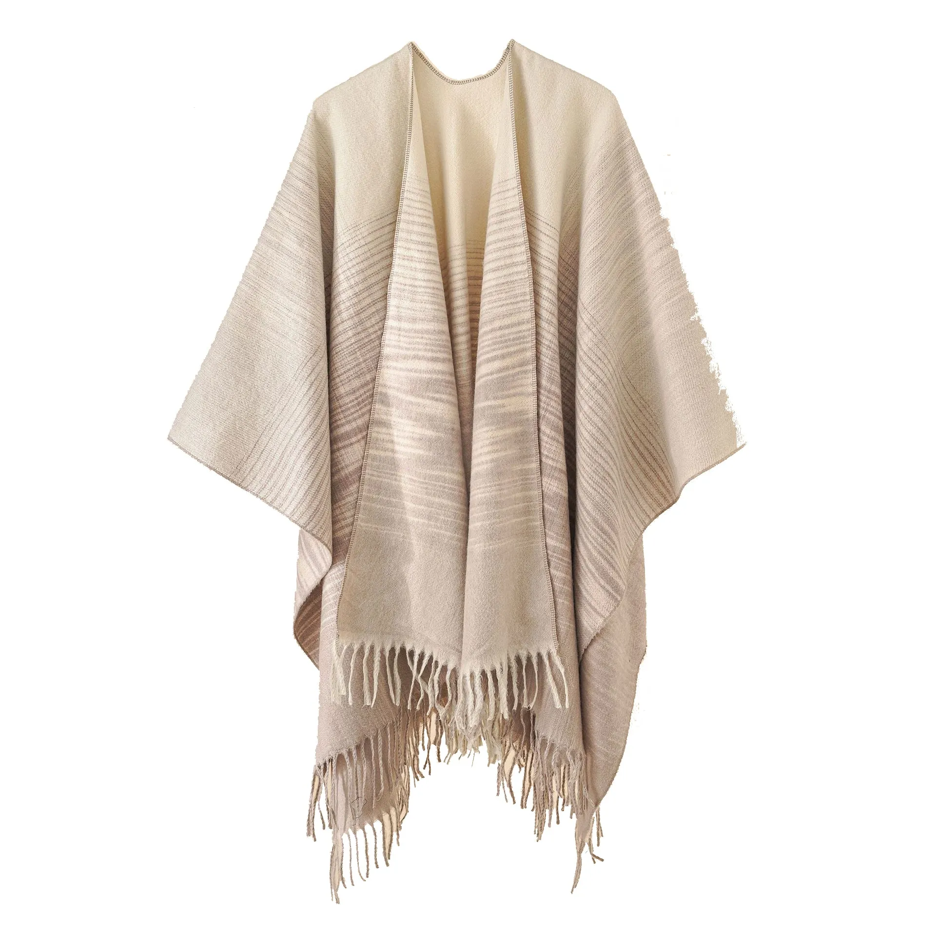 Women's imitation cashmere with cape cape and gradual tassel for warmth