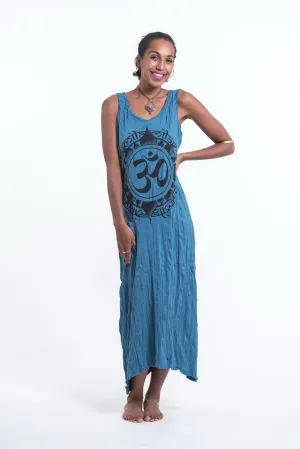 Womens Infinitee Om Long Tank Dress in Denim Blue