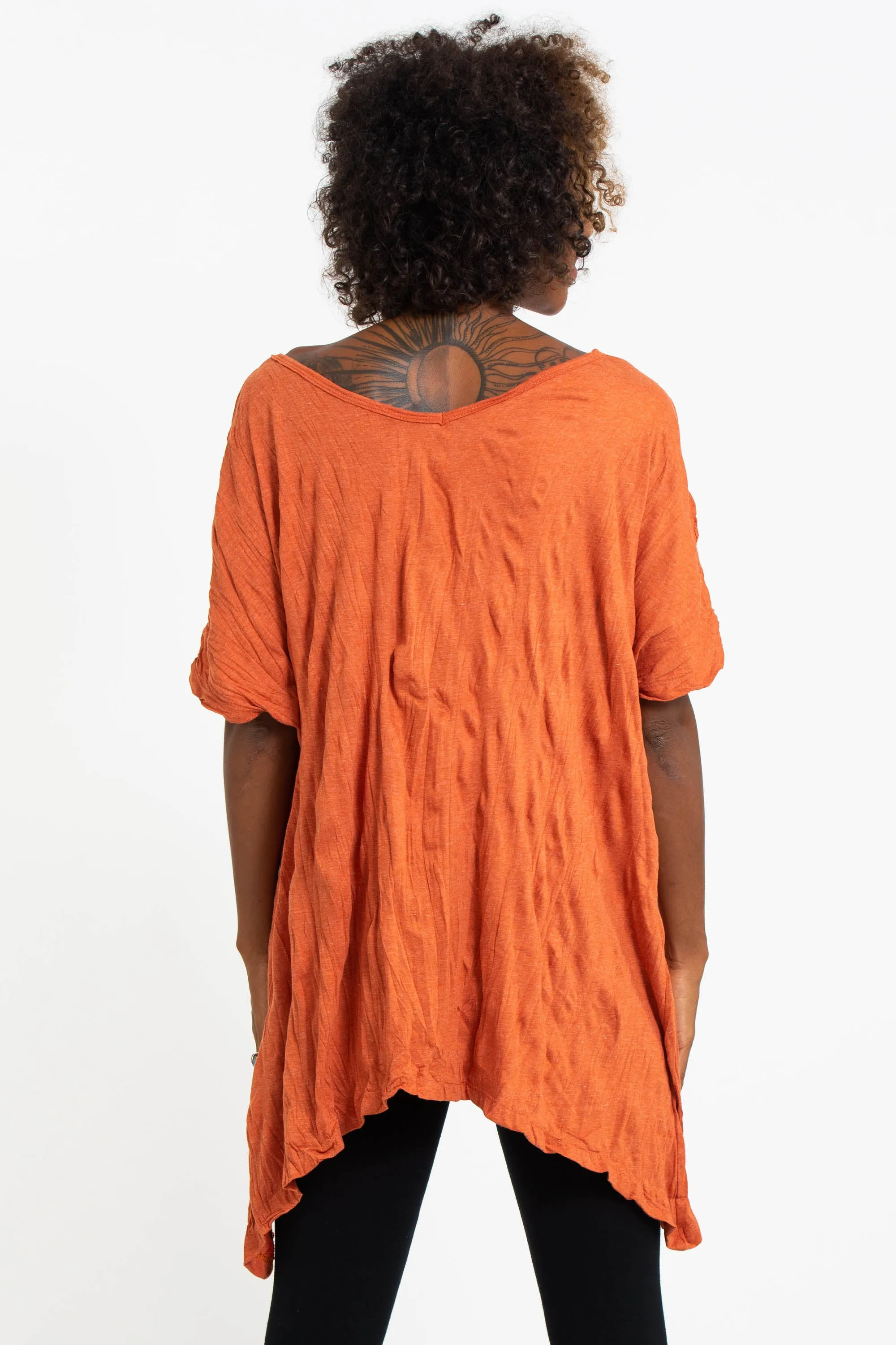 Womens Infinitee Om Loose V Neck T-Shirt in Orange