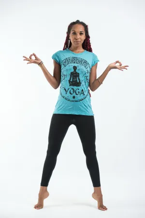 Womens Infinitee Yoga Stamp T-Shirt in Turquoise