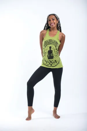 Womens Infinitee Yoga Stamp Tank Top in Lime