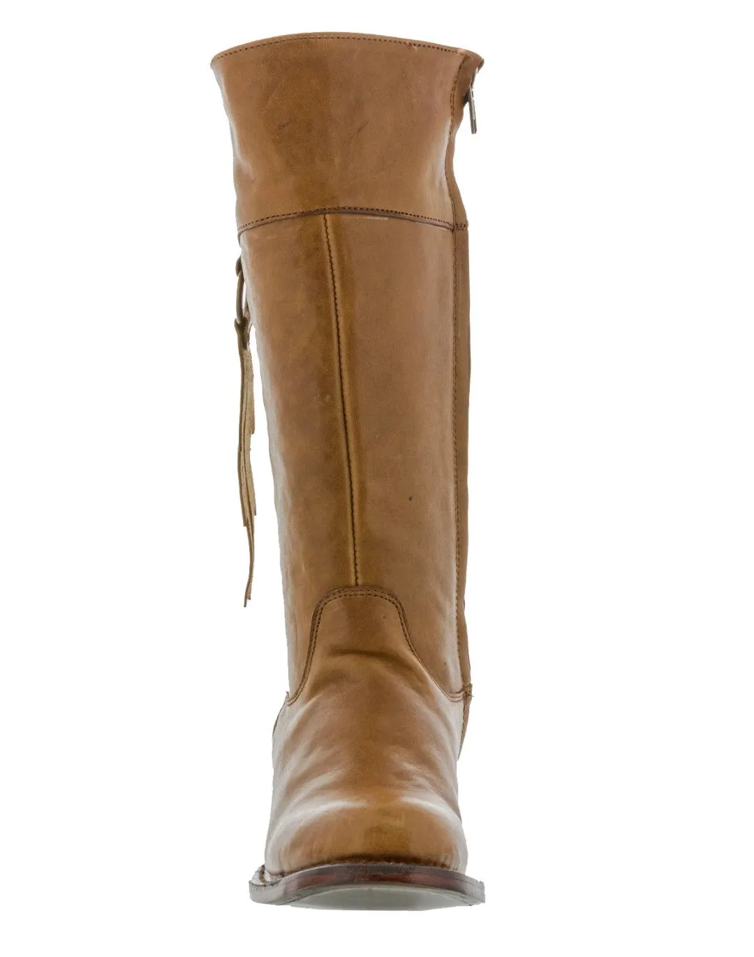 Womens Italia Light Brown Leather Cowboy Boots Equestrian - Round Toe