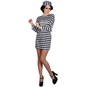 Womens Jailbird Cutie Budget Fancy Dress Halloween Costume